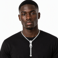 Collier pendentif fermeture éclair en argent 925 avec moissanite et diamants de laboratoire, style Hip Hop pour femme, étincelant et unique