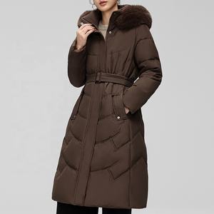 Veste en duvet coupe ajustée à la taille avec col en fourrure mi-long pour garçons et femmes remplie de duvet de canard blanc ODM / OEM - Product Image 5