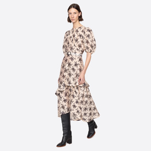 Vestido Midi Elegante de Gasa con Estampado Floral Vintage para Mujer, Cuello Redondo, Control de Abdomen, Vestido Formal para Iglesia - Product Image 2