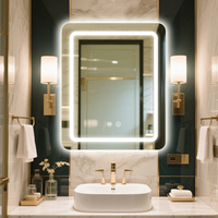 Miroir LED rectangulaire à coins arrondis avec 3 températures de couleur réglables pour salle de bain