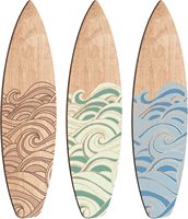 Décoration Murale Maison : Ensemble d'Art Mural en Bois Planches de Surf Ondulées, Mini Planches de Surf en Bois pour Décoration Chambre Tropicale et Salon