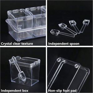 <b>Kitchen</b> Spice <b>Box</b> Stackable Injection Molded Clear Acrylic Square Canister Food Safe Spice <b>Storage</b> Containers Freshness - Product Image 3