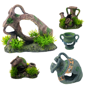 Adornos decorativos de resina para acuarios y accesorios agua hierba peces y camarones resto cueva escondite para criaturas acuáticas - Product Image 1