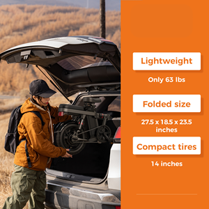 Bicicleta Eléctrica Plegable <span class=keywords><strong>T14</strong></span> de 250W, Scooter de 14 Pulgadas, 48V10Ah, Bicicleta Eléctrica Urbana para Adultos, 25KM/H, Alcance de 50KM - Product Image 4