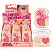 Palette de fard à joues et d'enlumineur 2 couleurs, maquillage pour le visage, poudre pressée, rose doux, compact, voyage, vente en gros, OEM, étiquette privée