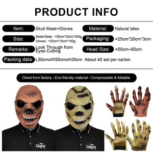 <span class=keywords><strong>Masque</strong></span> de crâne effrayant en latex pour Halloween avec gants, costume de démon visage de fantôme pour <span class=keywords><strong>maison</strong></span> hantée, escape room, fête, cosplay, personnalisable - Product Image 2