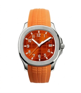 Montre mécanique, boîtier en acier argenté, bracelet en caoutchouc noir, montre-bracelet analogique, affichage de la date - Product Image 4