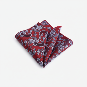 Accessoire pour Costumes Homme Foulard Paisley Rouge Bordeaux Blanc - Product Image 2
