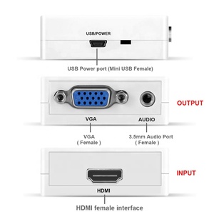Bộ Chuyển Đổi Xput HDMI2VGA HDTV <span class=keywords><strong>HDMI</strong></span> Sang <span class=keywords><strong>VGA</strong></span> 1080P Màu Trắng Với Cổng Jack Âm Thanh 3.5Mm Cho Hộp Set Top - Product Image 2