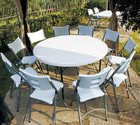Table pliante ronde en fer portable pour le camping, au design moderne, pour l'extérieur et la salle à manger, facile à transporter