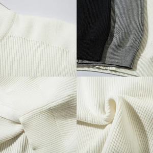 Pull décontracté unisexe en coton anti-plis de couleur unie avec fermeture éclair, style pierre, tricoté pour l'hiver - Product Image 6
