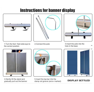 कस्टम वेडिंग बैनर पोर्टेबल रोल अप बैनर 'स्टैंड रिट्रेटेबल बैनर रोल अप' लोगो के साथ कस्टम पृष्ठभूमि प्रदर्शित करता है - Product Image 5