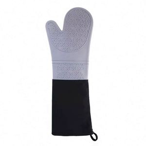 Gant de four en silicone et coton résistant à la chaleur, extra long, pour la pâtisserie, la cuisson, la cuisine, outil de cuisine, gants en silicone - Product Image 3