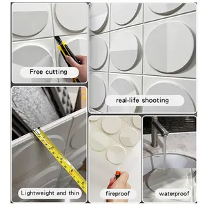 Lichtgewicht Pu Cement Component Wanddecoratie Scheidingswand 3d Keramische Tegels Eenvoudig Te Installeren