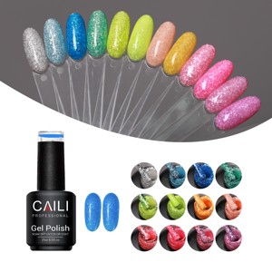 Longue durée 15Ml, couleur néon populaire, été, blanc, flocons de neige, paillettes en poudre, flocons de neige, Gels à ongles, - Product Image 4