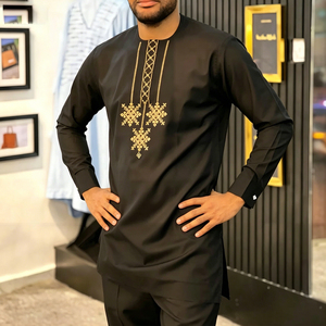 Nuevo Conjunto Dashiki <span class=keywords><strong>Africano</strong></span> de Dos Piezas <span class=keywords><strong>para</strong></span> Hombre, Túnica Bordada de Manga Larga y Pantalones, Atuendo Étnico Formal <span class=keywords><strong>para</strong></span> Bodas, Fiestas y Eid - Product Image 2