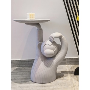 Mesa de centro nórdica con bandeja de diseño artístico de lujo ligero, mesa auxiliar de forma especial con bordes redondos para sala de estar de apartamento pequeño - Product Image 2