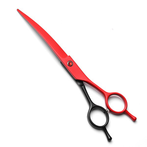 Pet Grooming Scissors Set 7 Inch Red And Black Flat Shears Fine Cutting Tipping Shears Dog Grooming Tools - Product Image 4