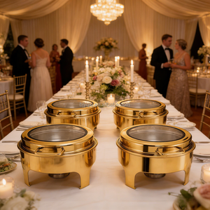 Juego de Buffet de Lujo con Calentador de Alimentos a Alcohol, Acero Inoxidable 304, Control de Temperatura de 85-100°C <span class=keywords><strong>para</strong></span> <span class=keywords><strong>Restaurante</strong></span> - Product Image 3