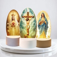 Veilleuse Jésus, Cadeaux Chrétiens, Lampe de Table 3D en Acrylique, Lumière Douce et Chaude pour Décoration de Noël et de Pâques