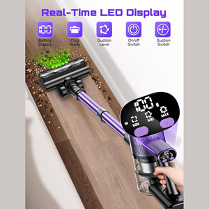 <span class=keywords><strong>Aspirateur</strong></span>-balai sans fil rechargeable 2025 avec outil flexible pour les crevasses longues, pour <span class=keywords><strong>tapis</strong></span>, sols durs et poils d'animaux (violet) - Product Image 3