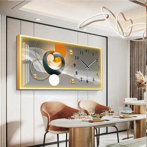 Moderno lujo diamante reloj pared arte abstracto lienzo cristal porcelana marcos luz paisaje Animal imagen lámpara pinturas - Product Image 2