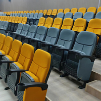 Vente directe du fabricant, sièges de cinéma modernes en tissu, dossier en plastique, structure métallique, chaises d'auditorium pour théâtre.