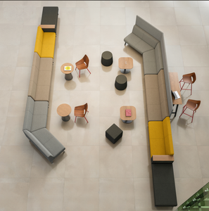 Set di Divani Modulari Moderni in Tessuto per Aree Pubbliche, Sale d'Attesa, Uffici, Biblioteche e Laboratori - Product Image 2