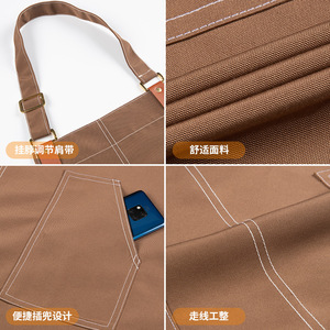 Canvas Apron One Size Oxford Material Waterproof Coffee Tea Shop Workwear Custom Logo Printing - Product Image 2