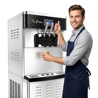 Mesin Es Krim Soft Serve 3 Rasa dengan Layar LED Komersial, Pompa Udara, dan Bahan Stainless Steel untuk Restoran, Hotel, dan Katering Makanan Cepat Saji