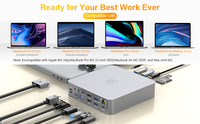 Adaptateur multiport RJ45 HDMI PD en aluminium OEM 18 en 1 Station d'accueil USB 3.0 Chargeur Hub USB C pour Macbook Pro