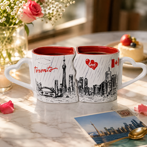 Juego personalizado de medias tazas de Londres con manijas de corazón de amor Juego de tazas de café de regalo Recuerdos De La Ciudad Juego de cerámica de 2 tazas - Product Image 3