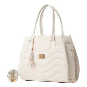 Bolso de Mano para Mujer Fana Alissa, Blanco, Cuero PU Acolchado, Decoración de Perlas, Cierre de Solapa, Dos Asas, para Bodas y Uso Diario - Product Image 1