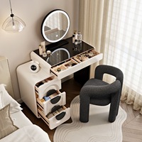 Nouvelle coiffeuse en bois massif laqué à 5 tiroirs, écologique, fabriquée à la main, couleur crème, tiroirs de rangement, style moderne et simple pour la chambre à coucher