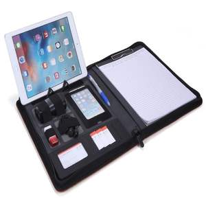 Özelleştirilmiş fermuarlı deri portföy Padfolio görüşme belge organizatörü profesyonel iş ile Powerbank - Product Image 1