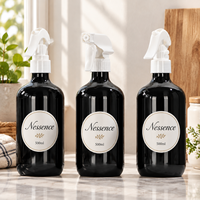 Bouteille pulvérisateur vide en PET noir personnalisable de 300/500 ml, forme cylindrique, pour nettoyage automobile, rechargeable avec capuchon à vis et déclencheur