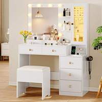 Miroir lumineux LED moderne simple 2025, armoire cosmétique, coiffeuse de chambre à coucher, style panneau en bois pour chambre principale en location