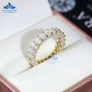 핫 세일 14k 진짜 금 남자의 다이아몬드 반지 3*4mm 이터니티 모이사나이트 밴드 다이아몬드 테스터 통과 보석 아이스 아웃 - Product Image 3