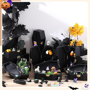 Caja de Almacenamiento con Forma de Ataúd para Halloween, Caja de Madera con Tapa Abatible para Joyas y Dulces, Adorno Decorativo Hecho a Mano - Product Image 2