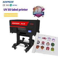 Imprimante textile UV 3D DTF Kenteer 30 cm pour badges personnalisés en TPU, solution d'impression de badges textiles UV 3D