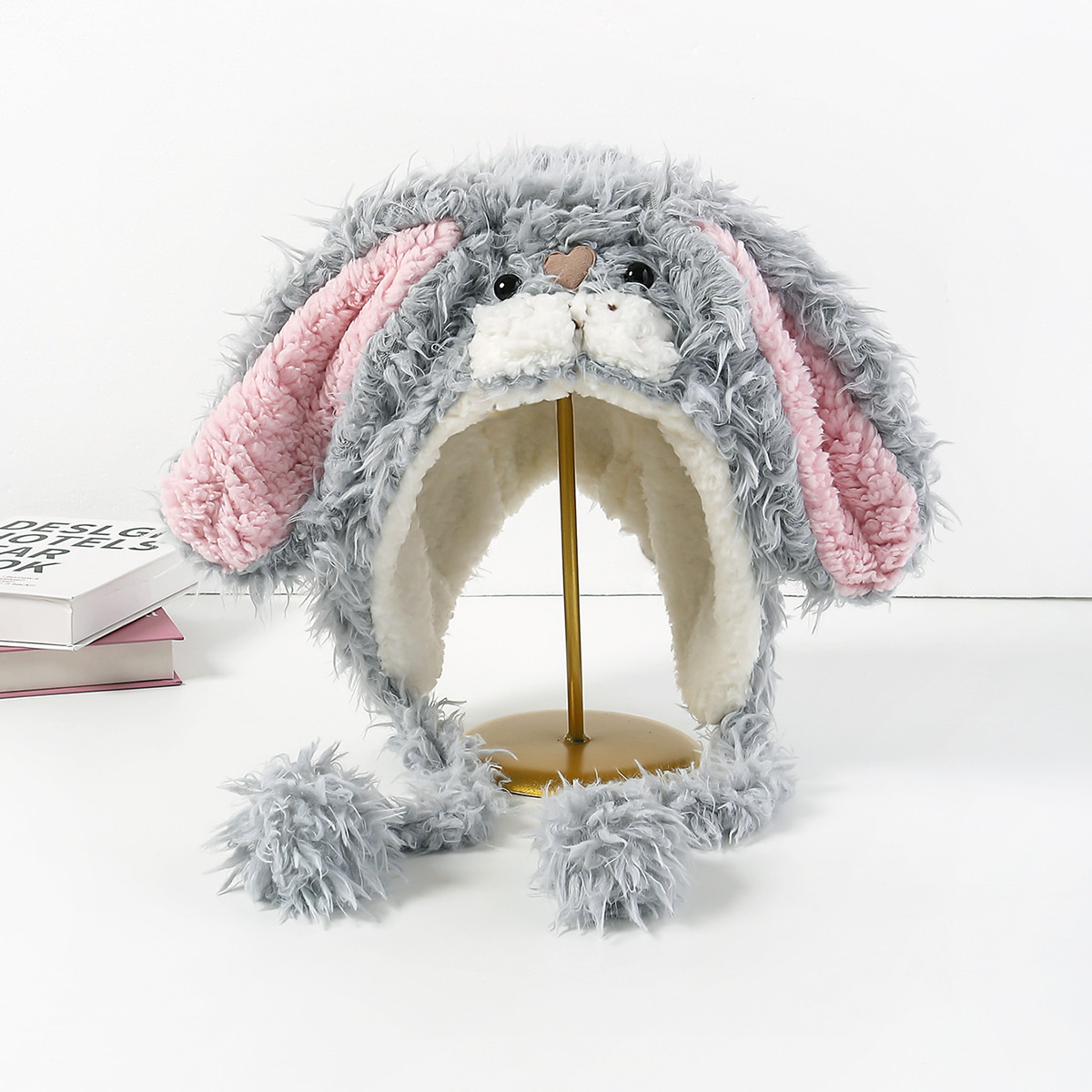 Winter Kawaii Bunny Plush Hat Adults Long Flush Fleece Lined Long