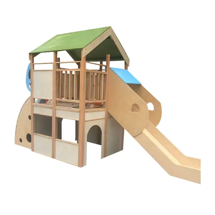 Gute Qualität Niedriger Preis Benutzer definierte Kinder Outdoor-Spielplatz Garten Holz rutsche Spiel häuser Zum Verkauf