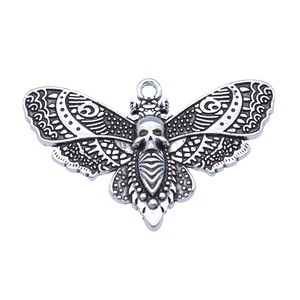 Amuleto de Mariposa de la Muerte, 27x43mm, Aleación de Zinc Plateada Antigua para la Creación de Gargantillas Góticas - Product Image 3