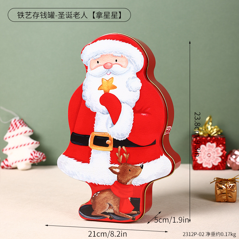 2312P-02 Wrought Iron Piggy Bank - Santa Claus [Holding Stars]