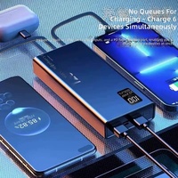 Batterie externe portable 120W avec charge rapide PD, chargeur de batterie avec 4 câbles intégrés, écran LED pour les voyages