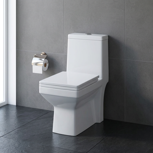 WC monobloc en céramique blanche avec siphon en P, désodorisant, à poser au sol, fourniture d'usine - Product Image 4