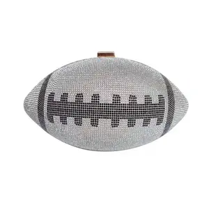 New Rhinestone American football round ball purse stone bling diamond crystal evening clutch handbags ladies womens purses