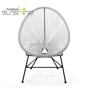 Chaise de salon en rotin moderne, tissage ovale, mobilier d'extérieur - Product Image 5