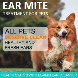 Vente chaude ELAIMEI Nettoyant pour oreilles d'animaux sans alcool Élimination des odeurs Anti-fongique Gouttes pour les oreilles pour chiens chats chiots chatons - Product Image 3