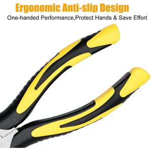 Pinze a punta ad ago lungo Premium 8 "6" morsetto di carta precisione in acciaio ad alto tenore di carbonio sistema di misurazione metrica del filo con impugnatura morbida - Product Image 5